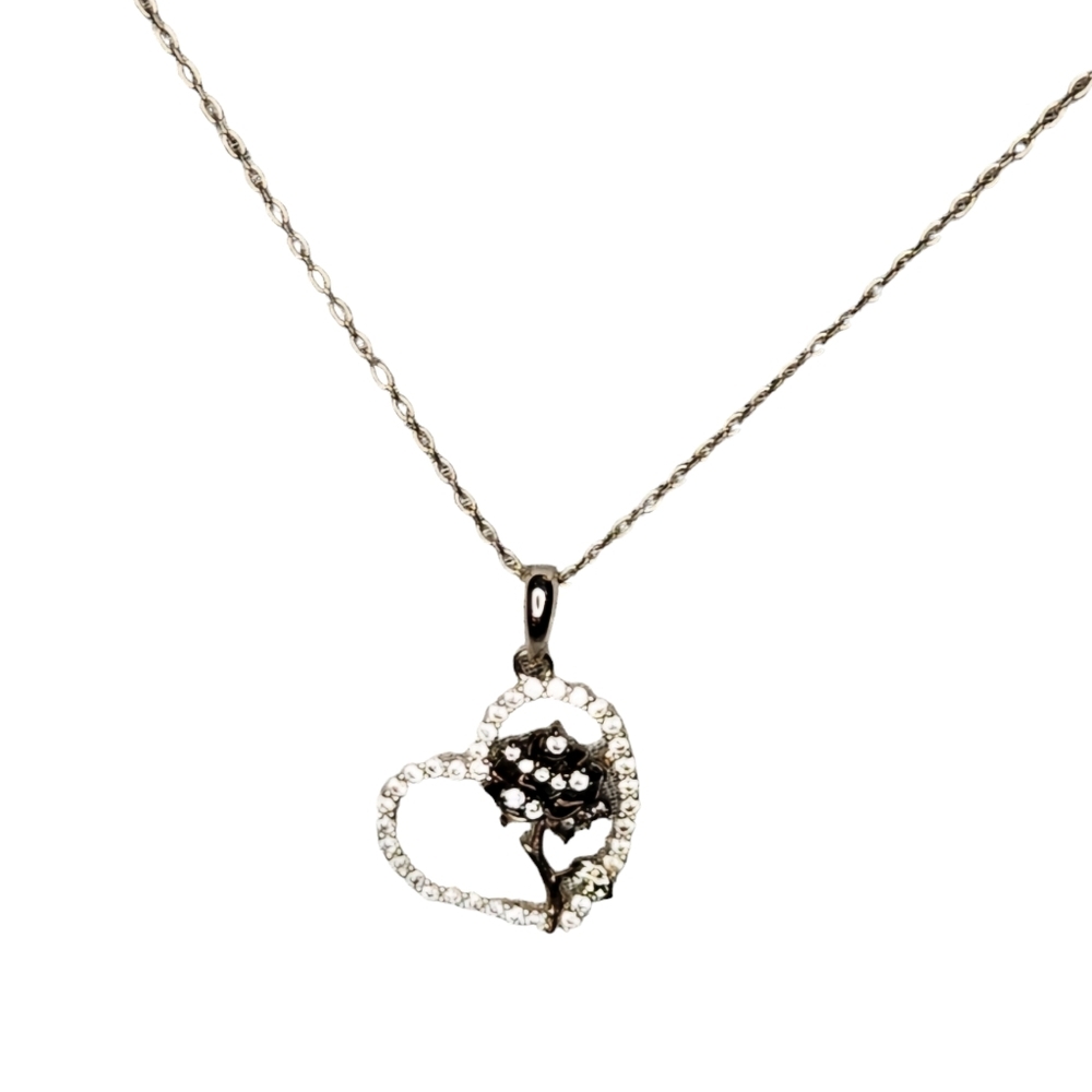 Black Dahlia Heart Necklace